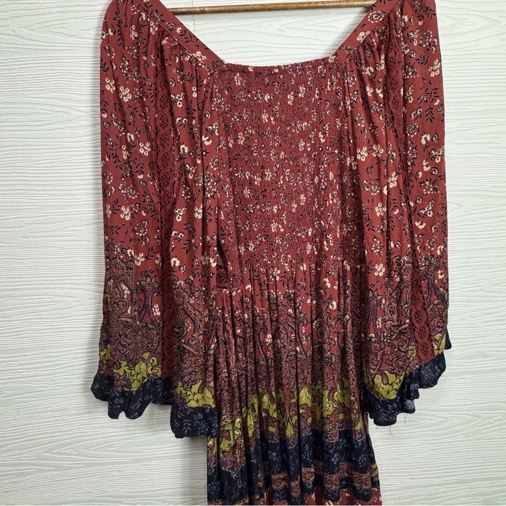 Angie Floral Bell Sleeve Lace Boho Festival Dress Large - Picture 9 of 11